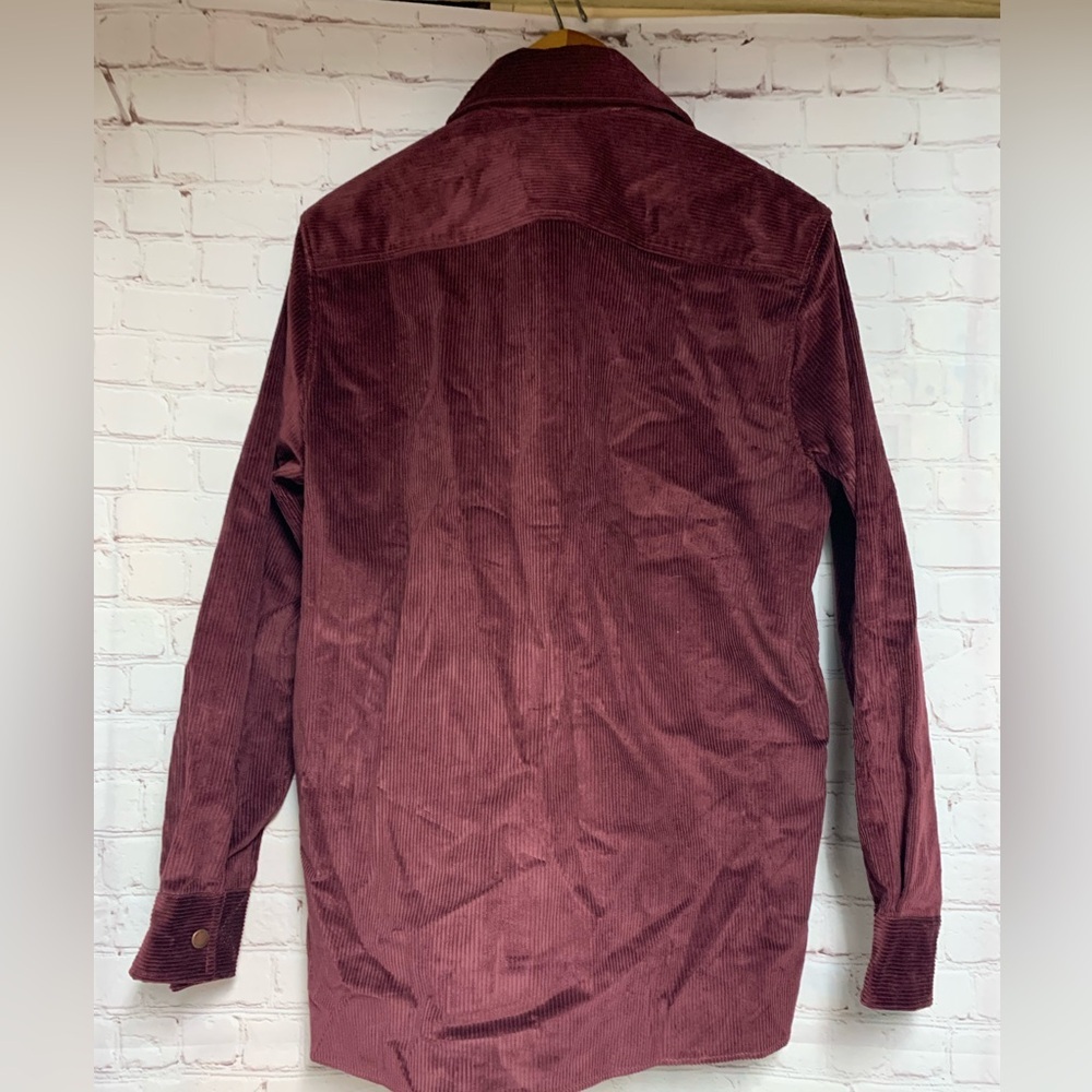 NWOT Caterpillar Workwear Burgundy Corduroy Snap Shirt Jacket Size L - Picture 6 of 7